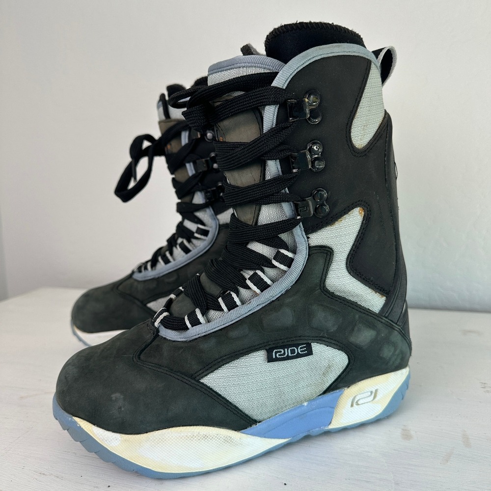 Ride Snowboard Boots Womens 7 Vapor Black Grey Blue Lace Up Performance